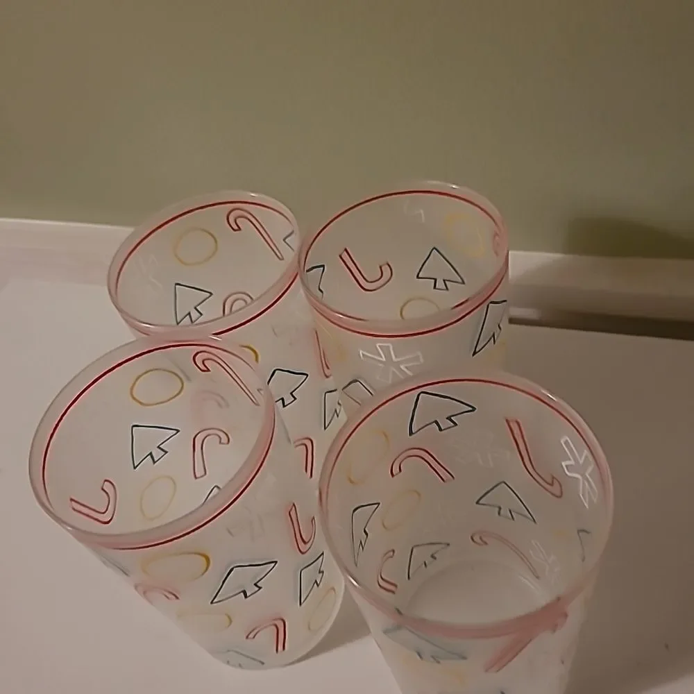 Set of Four Frosted Christmas Glasses